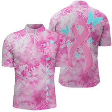 Load image into Gallery viewer, Pink Tie Dye Camo Pink Ribbon And Butterfly Custom Breast Cancer Awareness Polo Shirts For Men IPHW7124