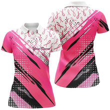 Load image into Gallery viewer, Customized Name Pink Ribbon Breast Cancer Awareness Polo Shirts For Women Outfits IPHW7126
