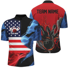 Load image into Gallery viewer, Red White And Blue American Flag Custom US Bowling Shirts For Men, Patriotic Bowling Team Shirt IPHW7727