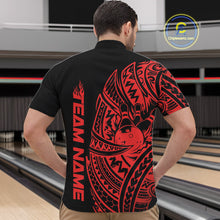 Load image into Gallery viewer, Custom Black And Red Polynesian Tribal Bowling Men Shirt, Maori Bowling League Shirt IPHW10971