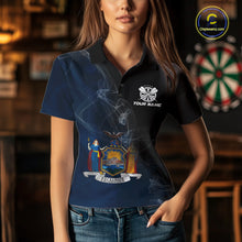 Load image into Gallery viewer, Custom Smoke Flame New York Flag Patriotic Darts Shirt For Women, Dart League Team Jerseys IPHW10742