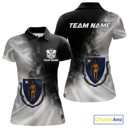 Custom Smoke Flame Massachusetts Flag Patriotic Darts Shirt For Women, Dart League Team Jerseys IPHW10747