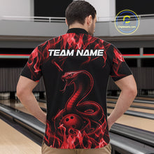 Load image into Gallery viewer, Custom Black And Red Flame Cobra Snake Bowling Men Shirts, Bowling League Shirt IPHW10765