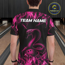 Load image into Gallery viewer, Custom Black And Pink Flame Cobra Snake Bowling Men Shirts, Bowling League Shirt IPHW10766