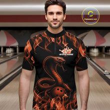 Load image into Gallery viewer, Custom Black And Orange Flame Cobra Snake Bowling Men Shirts, Bowling League Shirt IPHW10767
