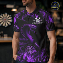 Load image into Gallery viewer, Custom Black And Purple Flame Cobra Snake Dart Men Shirts, Dart League Shirt IPHW10769
