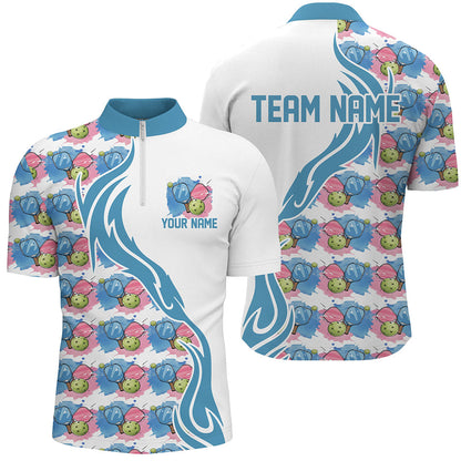 Custom Watercolor Pickleball Shirts For Men, Blue And Pink Pickleball Outfit For Team IPHW6938