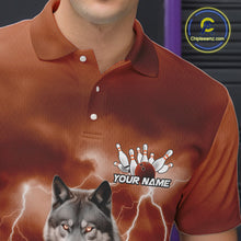 Load image into Gallery viewer, Custom Orange Ligtning Wolf Bowling Team League Shirts For Men, Bowler Outfits IPHW10786