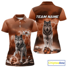 Load image into Gallery viewer, Custom Orange Ligtning Wolf Bowling Team League Shirts For Women, Bowler Outfits IPHW10786