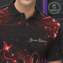 Load image into Gallery viewer, Custom Dreamy Red Butterfly Men Bowling Polo Shirt, Bowling Team Outfit IPHW11017