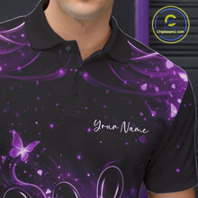 Load image into Gallery viewer, Custom Dreamy Purple Butterfly Men Bowling Polo Shirt, Bowling Team Outfit IPHW11020