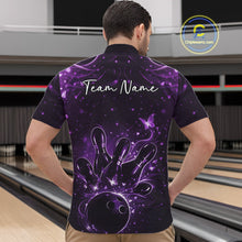 Load image into Gallery viewer, Custom Dreamy Purple Butterfly Men Bowling Quarter-Zip Shirt, Bowling Team Outfit IPHW11020