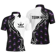 Load image into Gallery viewer, Purple Flame Bowling Ball Men'S Bowling Polo Shirt, Custom Bowling Jerseys With Team Name IPHW6947
