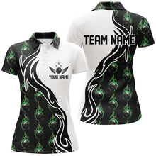Load image into Gallery viewer, Green Flame Bowling Ball Women'S Bowling Polo Shirt, Custom Bowling Jerseys With Team Name IPHW6949