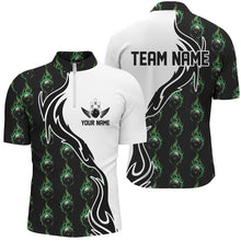 Load image into Gallery viewer, Green Flame Bowling Ball Men'S Bowling Polo Shirt, Custom Bowling Jerseys With Team Name IPHW6949
