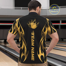 Load image into Gallery viewer, Custom Gold Tribal Flame Men Bowling Quarter-Zip Shirt, Bowling Tournament Shirt IPHW11286