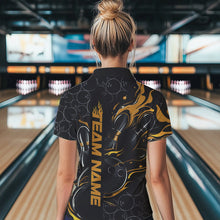 Load image into Gallery viewer, Custom Black And Gold Flame Strike Bowling Team Womens Quarter-Zip Shirt, Bowling Jerseys IPHW8614