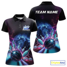 Load image into Gallery viewer, Custom Galaxy Bowling Women Polo Shirts, Holographic Bowling Jersey Bowling League Shirt IPHW9499