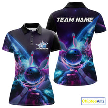 Load image into Gallery viewer, Custom Galaxy Bowling Women Polo Shirts, Holographic Bowling Jersey Bowling League Shirt IPHW9501