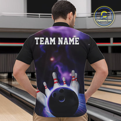Custom Galaxy Bowling Quarter-Zip Shirts For Men, Cosmic Bowling Team Jerseys IPHW9503