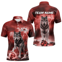 Load image into Gallery viewer, Red Thunder Lightning Custom Wolf Bowling Polo Shirts For Men, Wolf Bowling Team Shirt IPHW8425