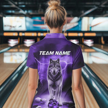 Load image into Gallery viewer, Purple Thunder Lightning Custom Wolf Bowling Womens Quarter-Zip Shirts, Bowling Team Shirt IPHW8426