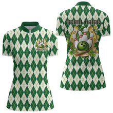Load image into Gallery viewer, Custom St Patricks Day Argyle Womens Bowling Quarter-Zip Shirts, Paddys Day Team Outfits IPHW8682