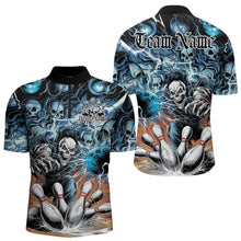 Load image into Gallery viewer, Custom Rock Style Skull Bowling Quarter-Zip Shirts For Men, Funny Skeleton Bowlers Outfit IPHW8934