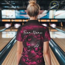 Load image into Gallery viewer, Custom Black And Pink Galaxy Butterfly Bowling Women Quarter-Zip Shirt, Bowlers Outfits IPHW11055