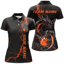 Load image into Gallery viewer, Black And Red Custom Dragon Bowling Womens Polo Shirt, Dragon Bowling League Shirts Outfits IPHW8686