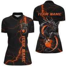 Load image into Gallery viewer, Black And Red Custom Dragon Bowling Womens Quarter-Zip Shirts, Dragon Bowling League Shirts IPHW8686