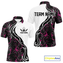 Load image into Gallery viewer, Custom Black And Pink Flame Bowling Team Shirts, Bowling League Shirt Men Bowling Jersey IPHW10546