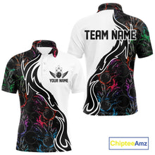 Load image into Gallery viewer, Custom Colorful Flame Bowling Team Shirts, Bowling League Shirt Men Bowling Jersey IPHW10548