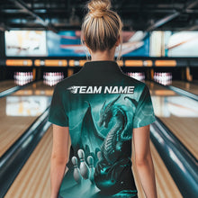 Load image into Gallery viewer, Custom Turquoise Blue Lightning Dragon Bowling Women Quarter-Zip Shirt, Team Uniform IPHW8953