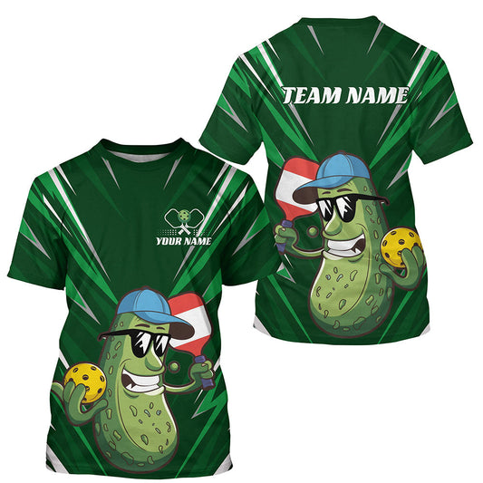 Funny Pickle Playing Pickleball Custom Cute Funny Pickleball T-Shirts For Men, Green Pickleball Team Shirts Outfits IPHW7771