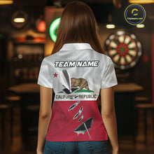Load image into Gallery viewer, Custom California State Flag Silver Dart Steel Tip Dart Women Polo Shirt, Dart Team Jerseys IPHW10561