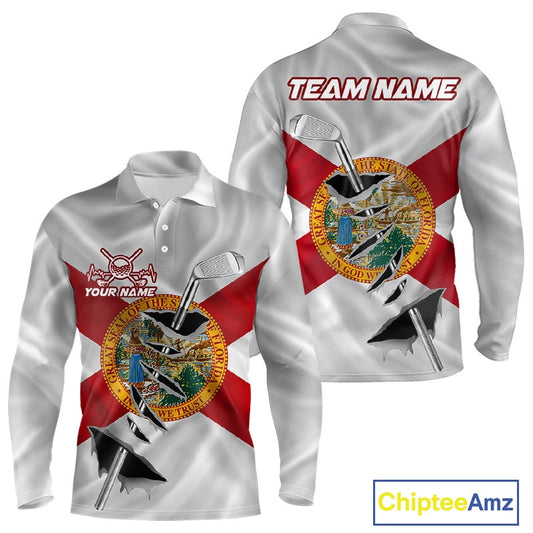 Custom Florida State Flag Golf Club Patriotic Golf Team Shirt For Men, Golfer Outfits IPHW10580
