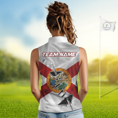 Custom Florida State Flag Golf Club Patriotic Golf Team Shirt For Women, Golfer Outfits IPHW10580