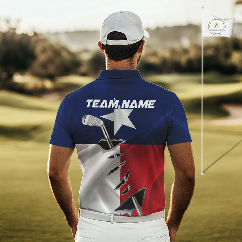 Custom Texas State Flag Golf Club Patriotic Golf Team Shirt For Men, TX Golfer Outfit IPHW10582