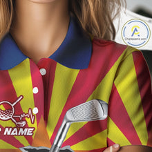 Load image into Gallery viewer, Custom Arizona State Flag Golf Club Patriotic Golf Team Shirt For Women, Golfer Outfits IPHW10583