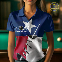 Load image into Gallery viewer, Custom Texas State Flag Silver Billiard Cue Patriotic Billiard 8 Ball Shirts For Women IPHW10587