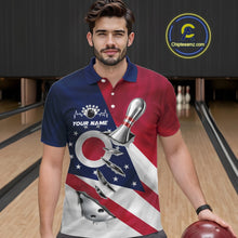 Load image into Gallery viewer, Custom Ohio State Flag Silver Bowling Ball And Pin Patriotic Bowling Shirts For Men IPHW10590