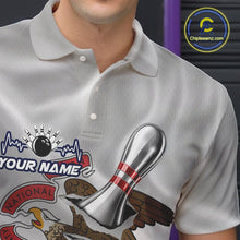 Load image into Gallery viewer, Custom Illinois State Flag Silver Bowling Ball And Pin Patriotic Bowling Shirts For Men IPHW10591