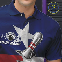 Load image into Gallery viewer, Custom Texas State Flag Silver Bowling Ball And Pin Patriotic Bowling Shirts For Men IPHW10592