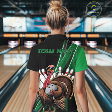 Load image into Gallery viewer, Black And Green Custom Funny Turkey Bowling Women Shirts, Bowling League Team Shirt IPHW10801