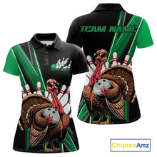 Load image into Gallery viewer, Black And Green Custom Funny Turkey Bowling Women Shirts, Bowling League Team Shirt IPHW10801
