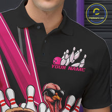 Load image into Gallery viewer, Black And Pink Custom Funny Turkey Bowling Men Shirts, Bowling League Team Shirt IPHW10803