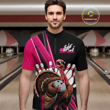 Load image into Gallery viewer, Black And Pink Custom Funny Turkey Bowling Men Shirts, Bowling League Team Shirt IPHW10803