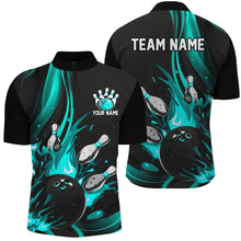 Load image into Gallery viewer, Black And Blue Custom Bowling Uniforms Bowling Shirts For Men, Bowling Team League Shirts IPHW7274