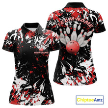 Load image into Gallery viewer, Custom Black, Red And White Camo Women Bowling League Shirt, Bowlers Jerseys Outfits IPHW10619